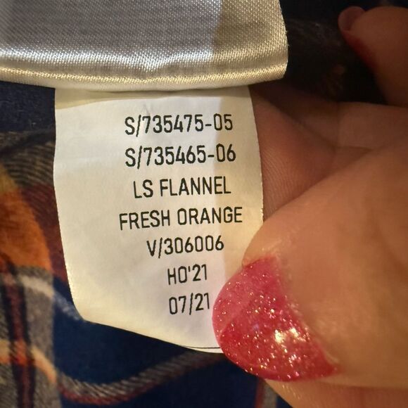 Gap untucked size 2XL orange and cobalt flannel shirt - Picture 8 of 9